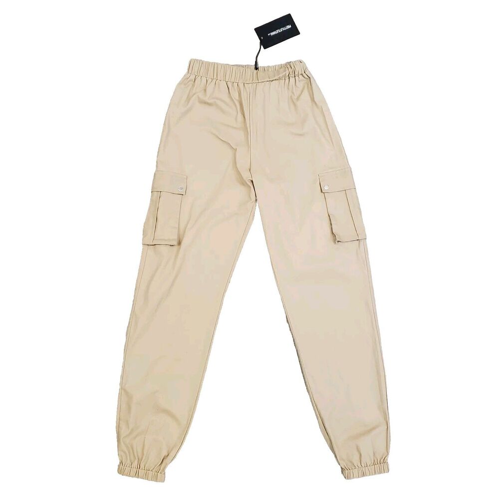Pretty Little Thing Cargo Jogger Pant 6 Tan Utility Gorp Granola